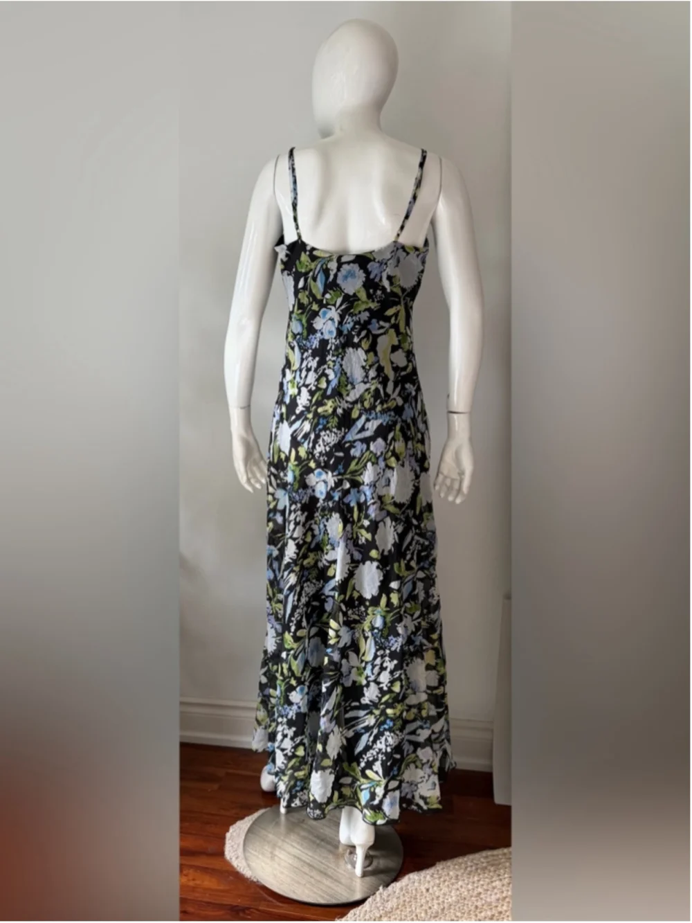 Abercrombie & Fitch Black Floral Slip Maxi Dress Size Large L Cowl Neck